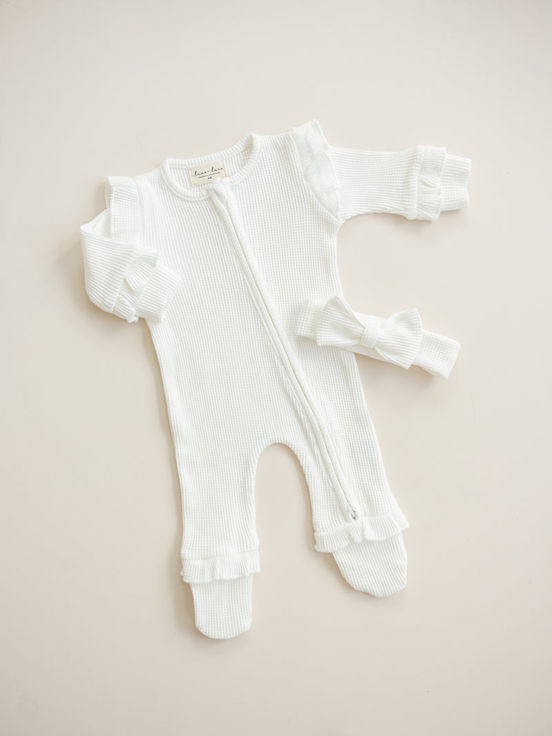 Luna + Luca Ruffle Waffle Set - White