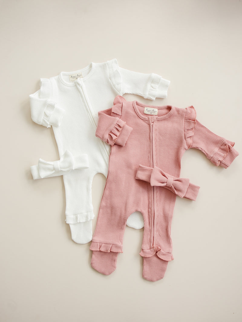 Luna + Luca Ruffle Waffle Set - Dusty Rose