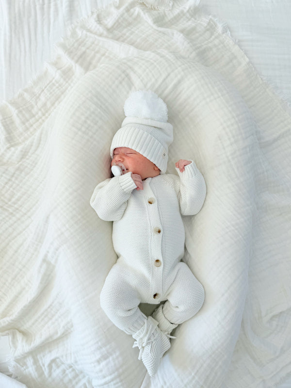 Luna + Luca Classic Purl Knit Jumpsuit - White