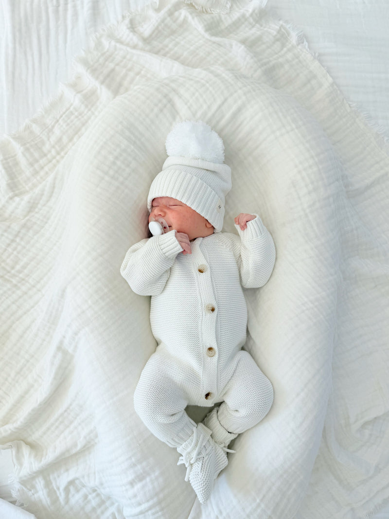 Luna + Luca Classic Purl Knit Jumpsuit - White