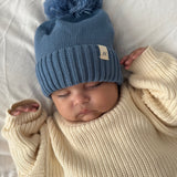 Luna + Luca Pom Beanie - Denim Blue