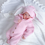 Bunny Knit Jumpsuit - Powder Pink
