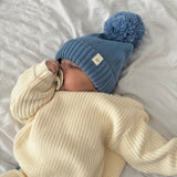 Luna + Luca Pom Beanie - Denim Blue