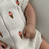 Ice Cream Embroidered Romper