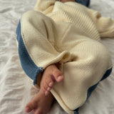 Knit Striped Pants  - Cream & Denim Blue