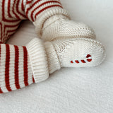 Candy Cane Embroidered Booties