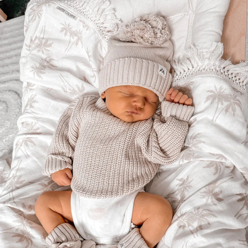 3 Little Crowns Fringe Swaddle Blanket Palm Tree Luna Luca