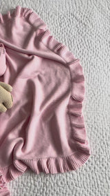 Classic Ruffle Baby Blanket - Powder Pink