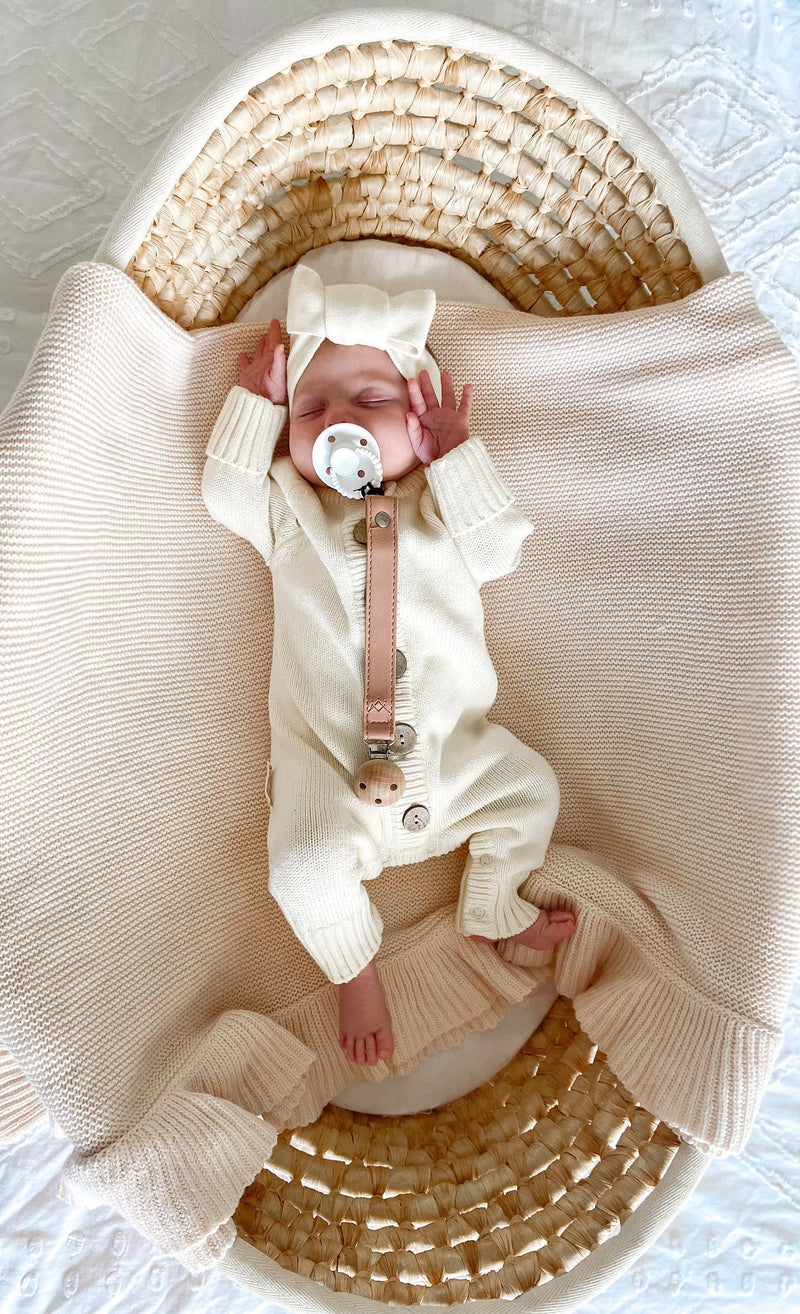 3 Little Crowns Knit Jumpsuit - Vanilla