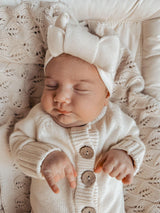 3 Little Crowns Knit Jumpsuit - Vanilla