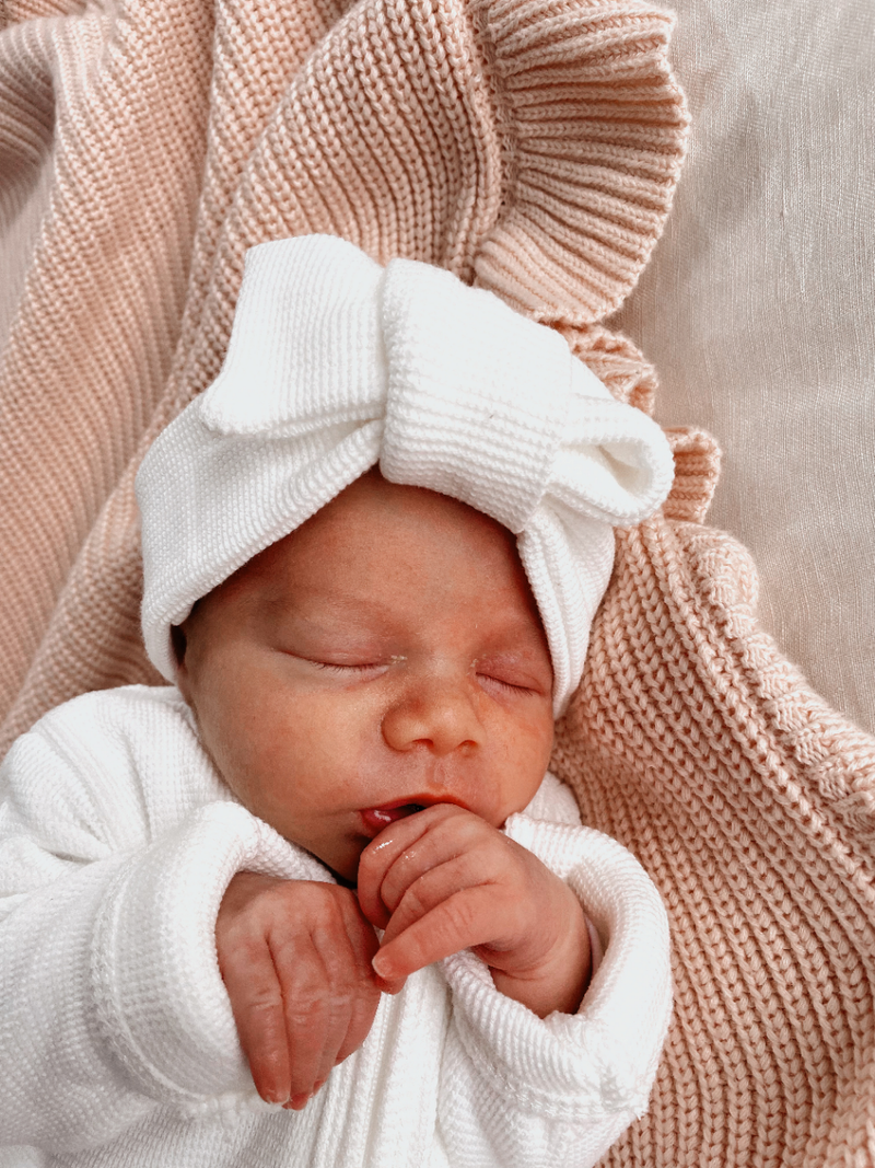 3 Little Crowns My First Outfit Footed Jumpsuit Beanie Powder