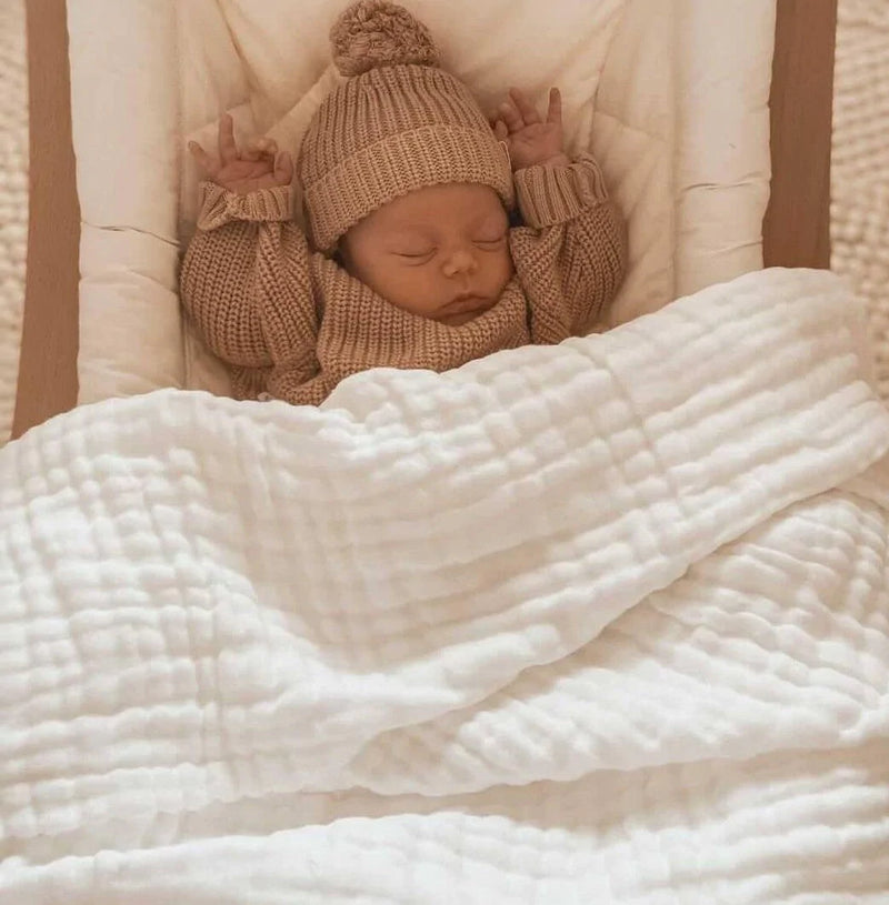 3 Little Crowns Organic Cotton Gauze Blanket White Luna Luca
