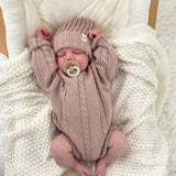 Cable Knit Romper - Dusty Petal