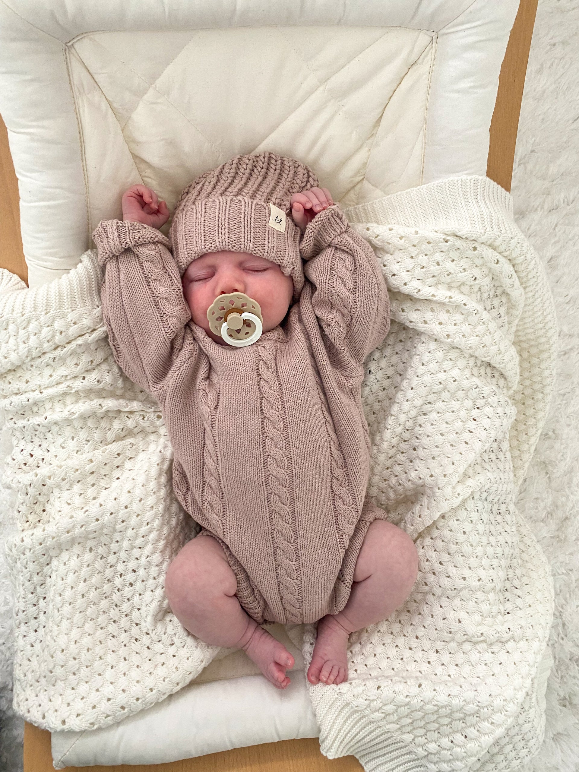 Cable Knit Romper Dusty Petal