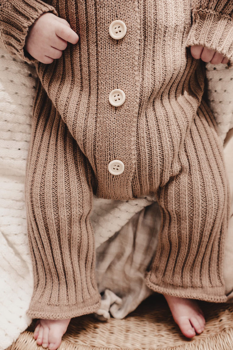 Collared Chunky Rib Lounge Suit - Acorn