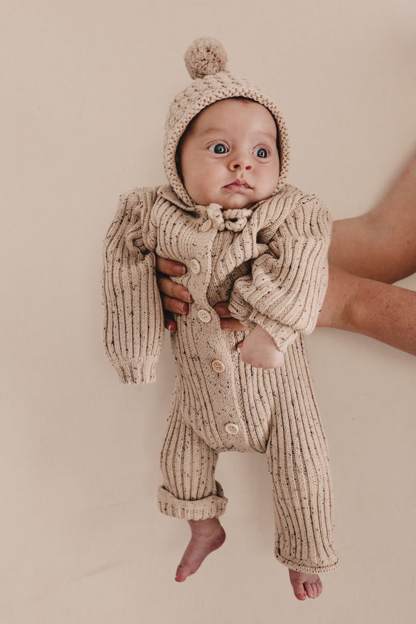 Collared Chunky Rib Lounge Suit - Speckle