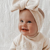 Luna + Luca Pointelle Bow Headband - Cream
