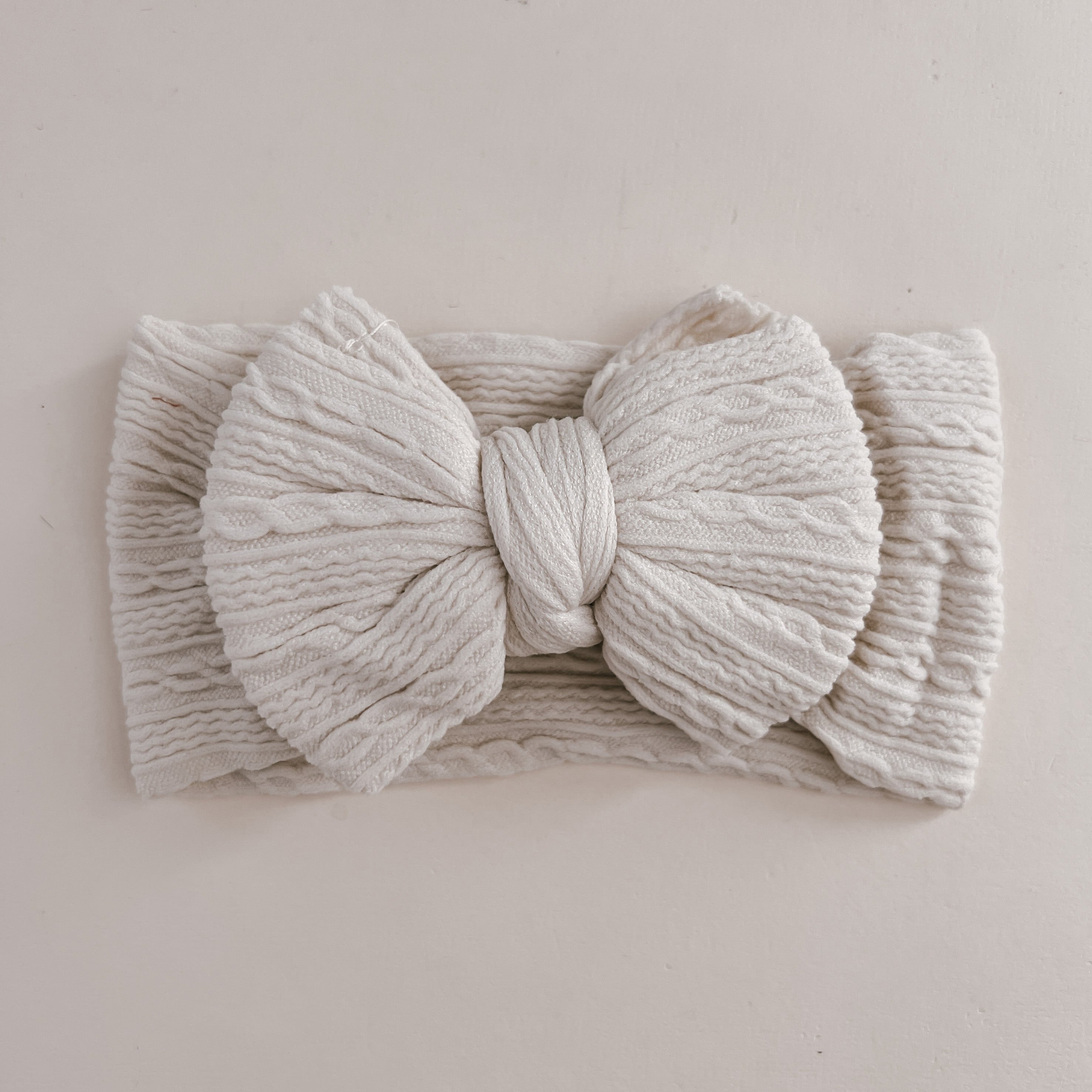 Copper Pearl Baby Headband Bow - Stretchy Soft Knit Newborn Accessory