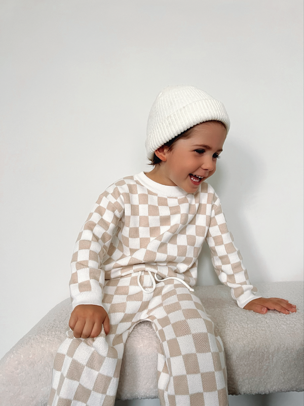 Baby Girl Checker Pattern Knit Bodysuit