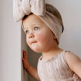 Luna + Luca Pointelle Bow Headband - Beige