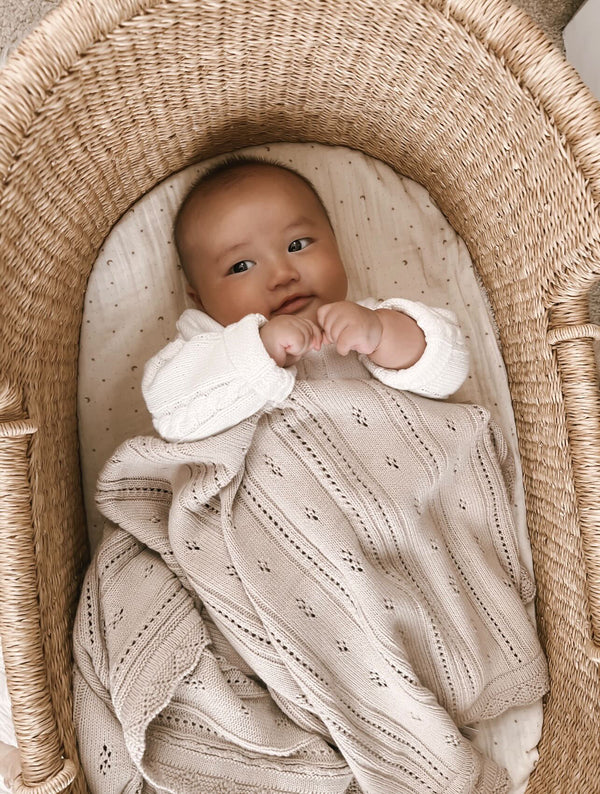 Pointelle Baby Blanket - Beige