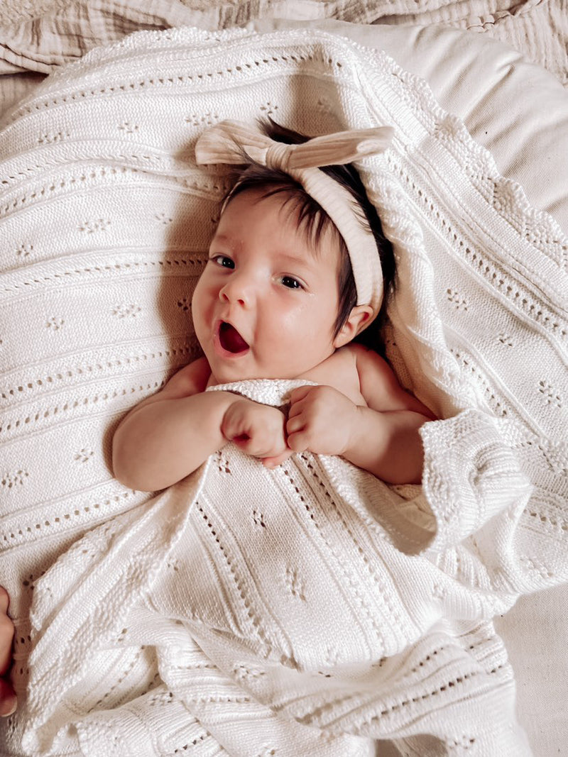 Pointelle Baby Blanket - White