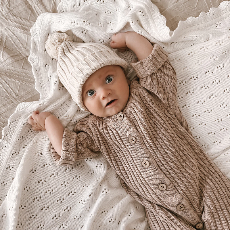 Little B's Chunky Rib Baby Jumpsuit - Cacao