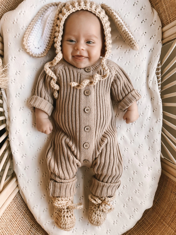 Little B's Chunky Rib Baby Jumpsuit - Cacao