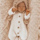 Little B's Chunky Rib Baby Jumpsuit - Milk